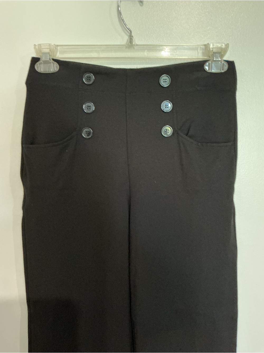 Max Studio Black Wide-Leg Knit Pants with Button Detail